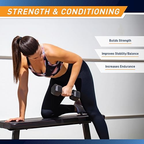 Miniatura 5 de Marcy Mancuerna hexagonal clásica de goma con agarre moleteado para entrenamiento de fuerza y culturismo, mancuerna individual de 5 a 50 libras para