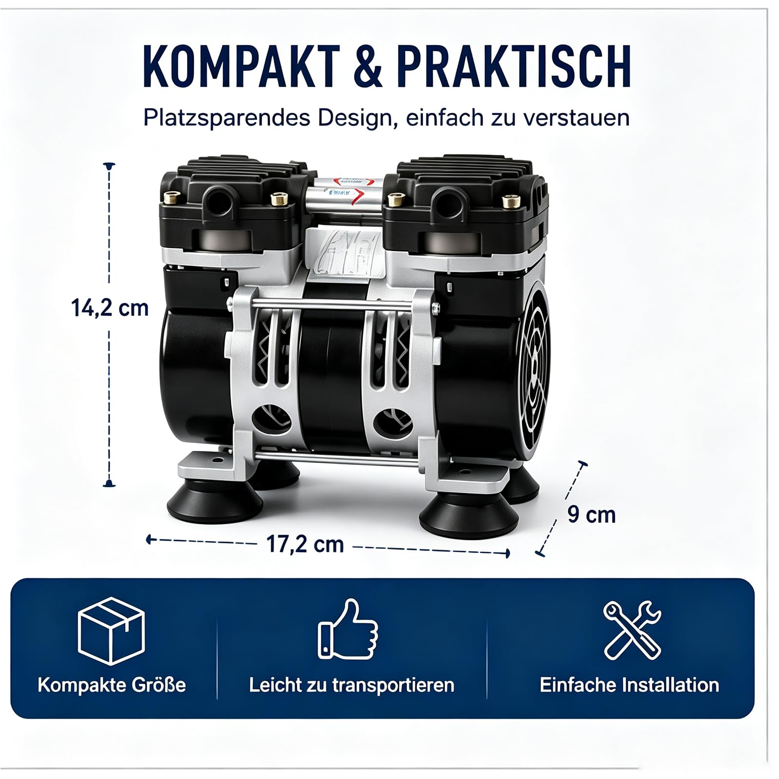 Vakuumpumpe Öilfrei 200w Unterdruckpumpe mit Manometer Industrie Vakuum Pumpe Laborpumpe