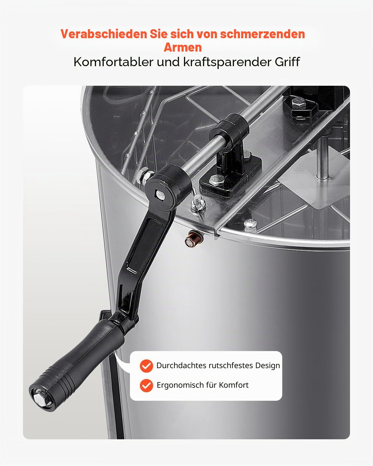 VEVOR Honigschleuder, 4/8 Rahmen, manuelle Tangentialschleuder mit transparentem Deckel, Honigextractor aus Edelstahl mit höhenverstellbarem Ständer, Wabenextraktionsgerät für Bienenzucht