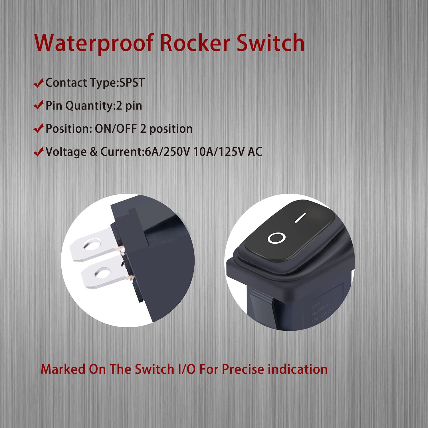 Interruttore A Bilanciere Rotondo Impermeabile 5Pcs - ON/OFF/ON SPDT 3 Pin, 250V 6A - Per Elettrodomestici, Auto E Barche - Foto 3