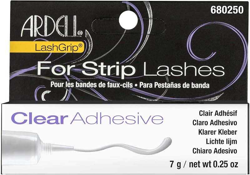 Ardell LashGrip Clear Strip Lash Adhesive for Strip Lashes - Waterproof & Long Lasting Eyelash Glue, Invisible Hold, Latex-Based, 0.25 oz