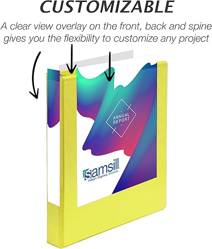Vista 322 de Samsill Carpeta duradera de 1.5 pulgadas, fabricada en los Estados Unidos, carpeta de anillos en D, carpeta transparente personalizable, surtido