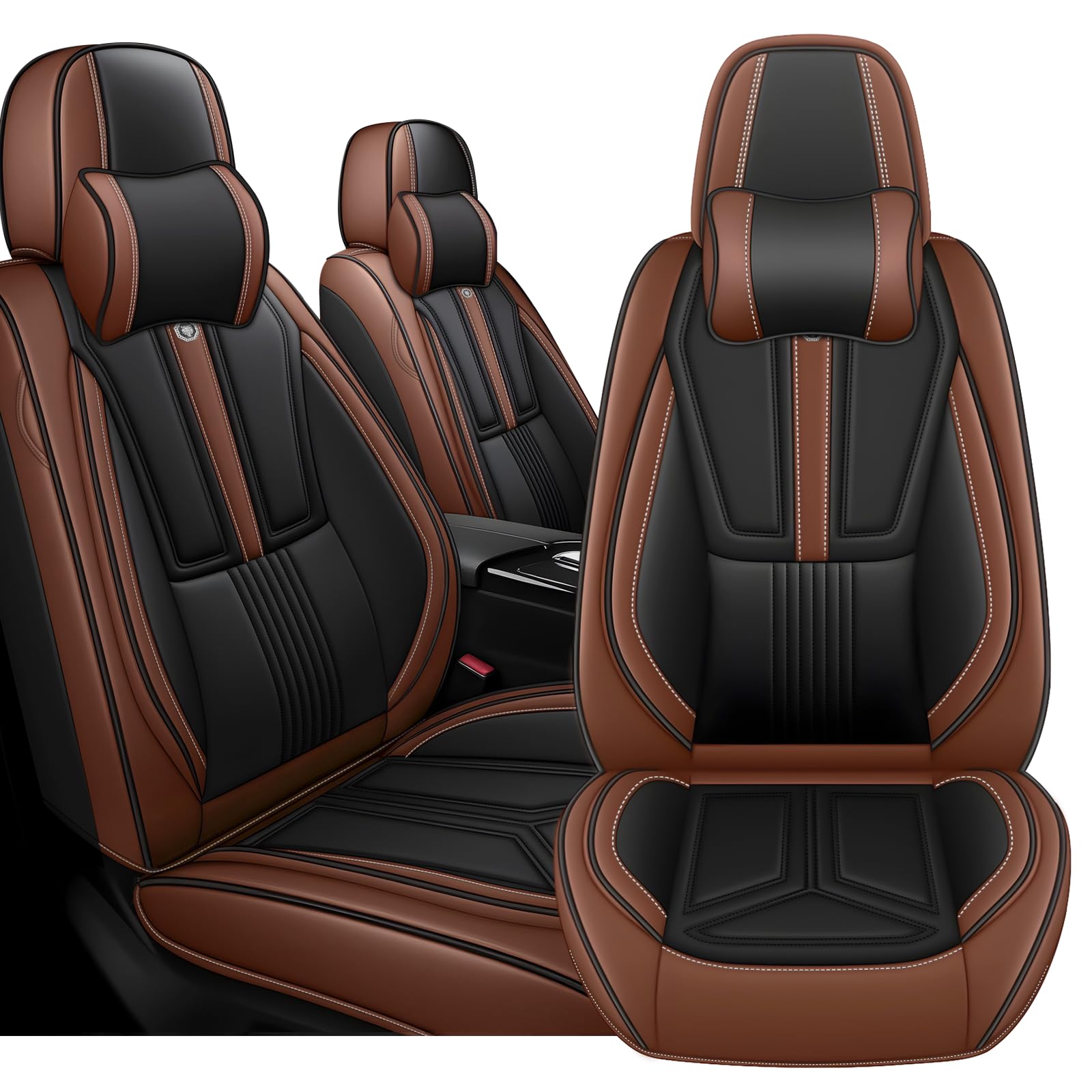 Arazi Front Car Seat Covers for Chevy Camaro 2016-2024,Black&amp;Brown Luxury