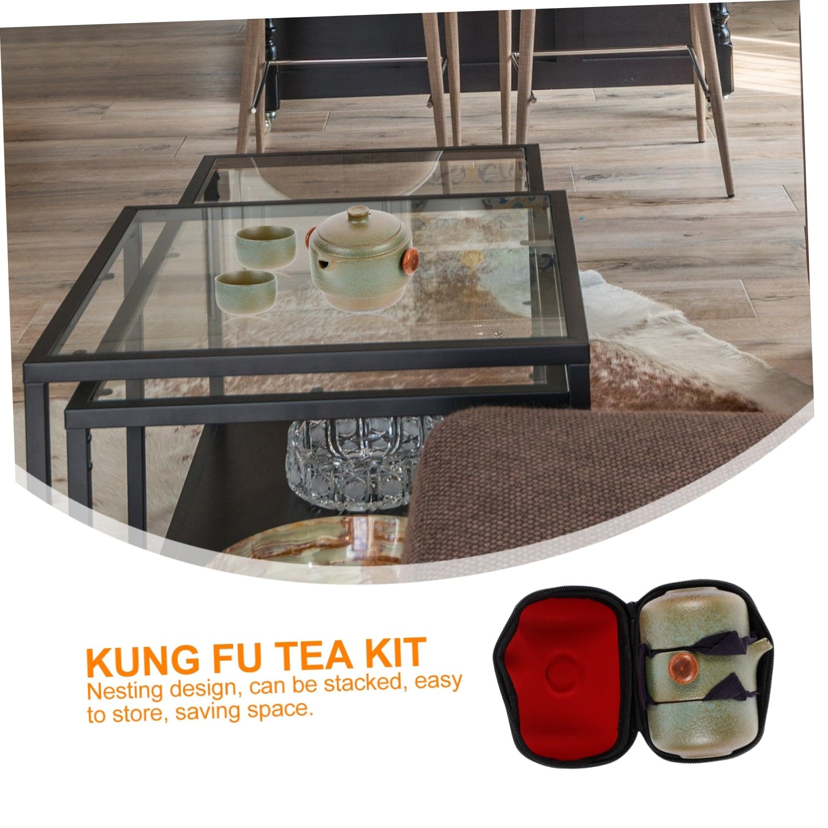 DOITOOL Juego de Té Incluye Tetera y 2 Tazas de Cerámica de Kung Fu Portátil Verde Filtro Interior y Función Antiquemaduras para Viajes y Uso en Casa