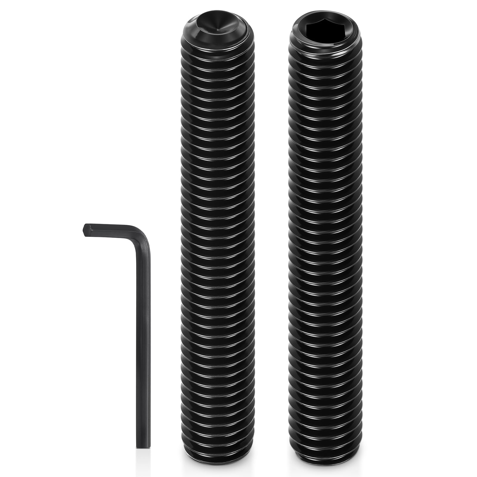 Kozelo 20Pcs Cup Point Socket Set Screws - [M5-0.8x35] Carbon Steel - Black Oxide Finish Hex Socket Grub Set Screws with Hex Key Wrench for Door Handles, Knobs & Light Fixtures