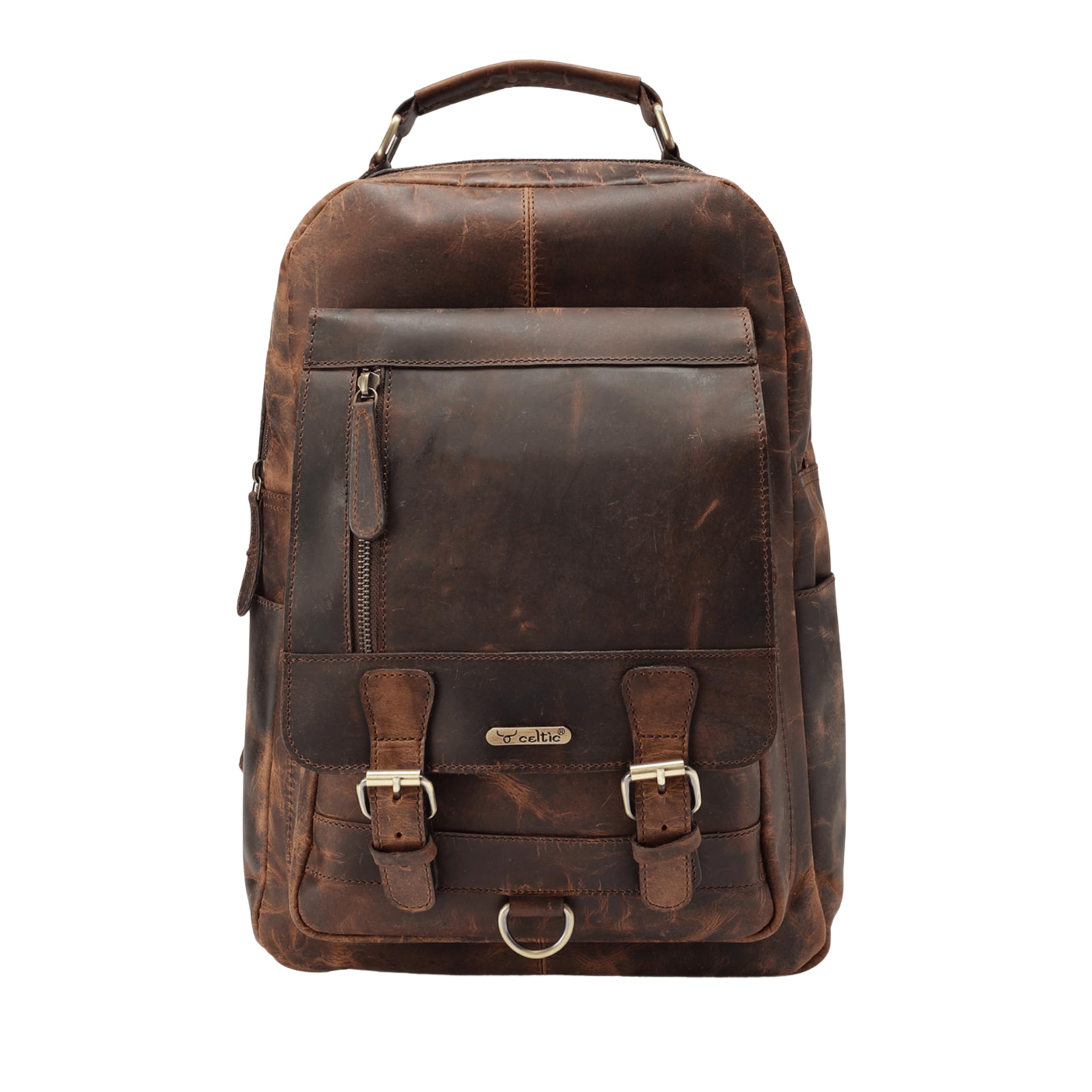 Celtic Genuine Leather Backpack for Men, Brown, 15 Inch Laptop - Image 1