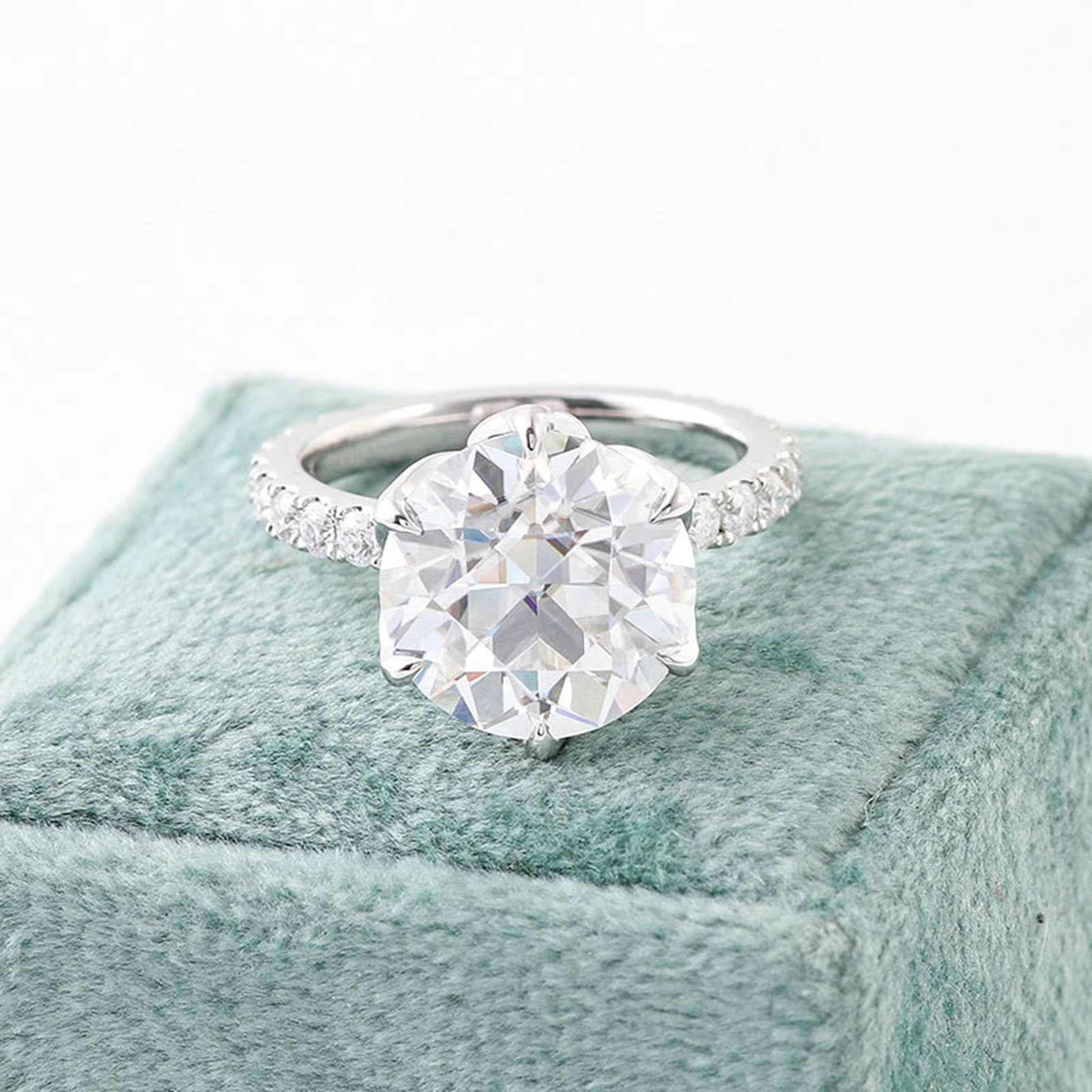 Moissanite pierścionek damski z białego złota, 2 ct D Color VVS1, pierścionek zaręczynowy, pierścionek z prawdziwego złota 375, pierścionek ślubny, 9-karatowe złoto, z grawerunkiem dla kobiet