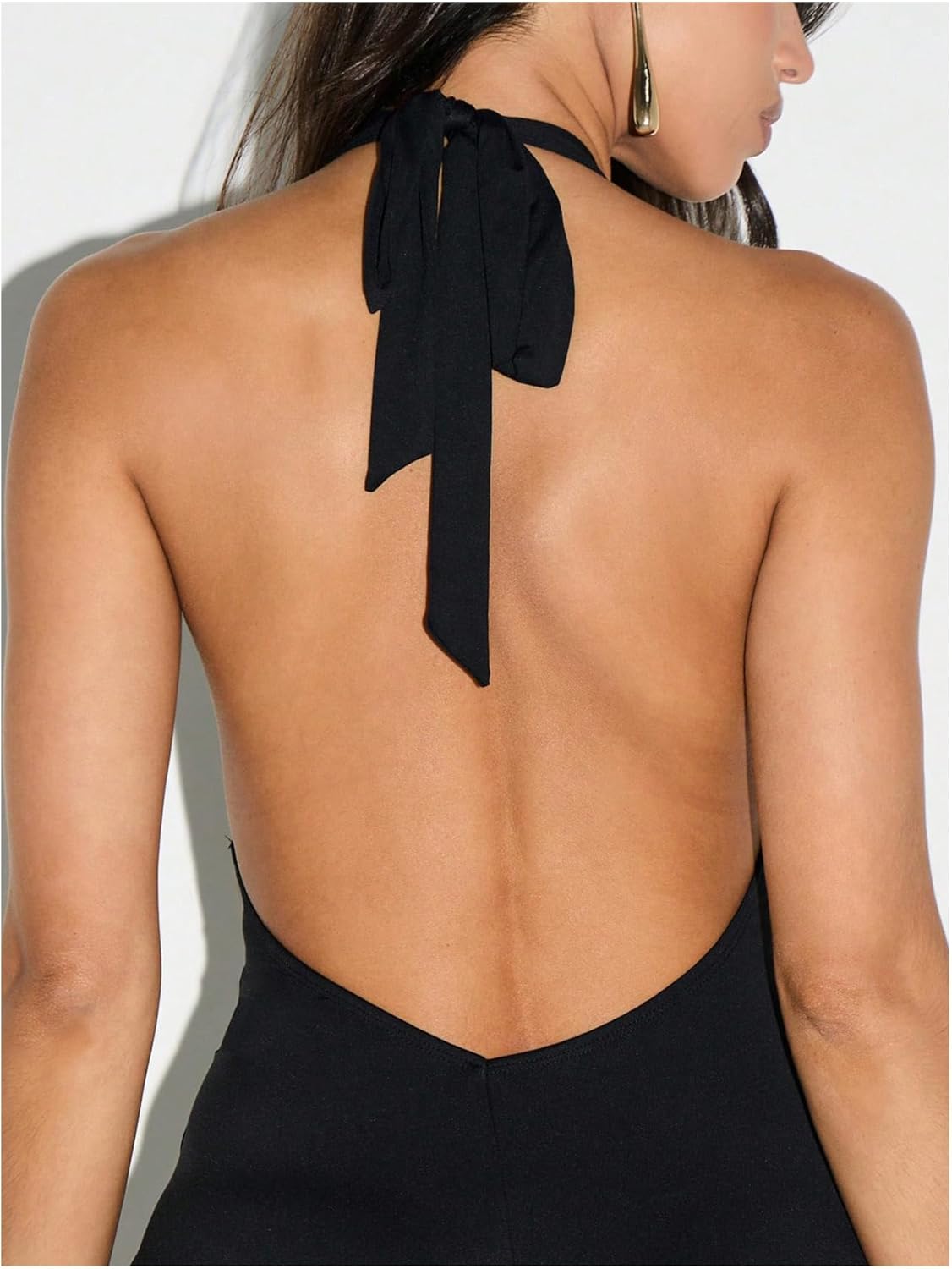 Milumia Women's Sexy Halter Backless Capri Jumpsuit Tie Back Bodycon One Piece Jumpsuits - Image 4