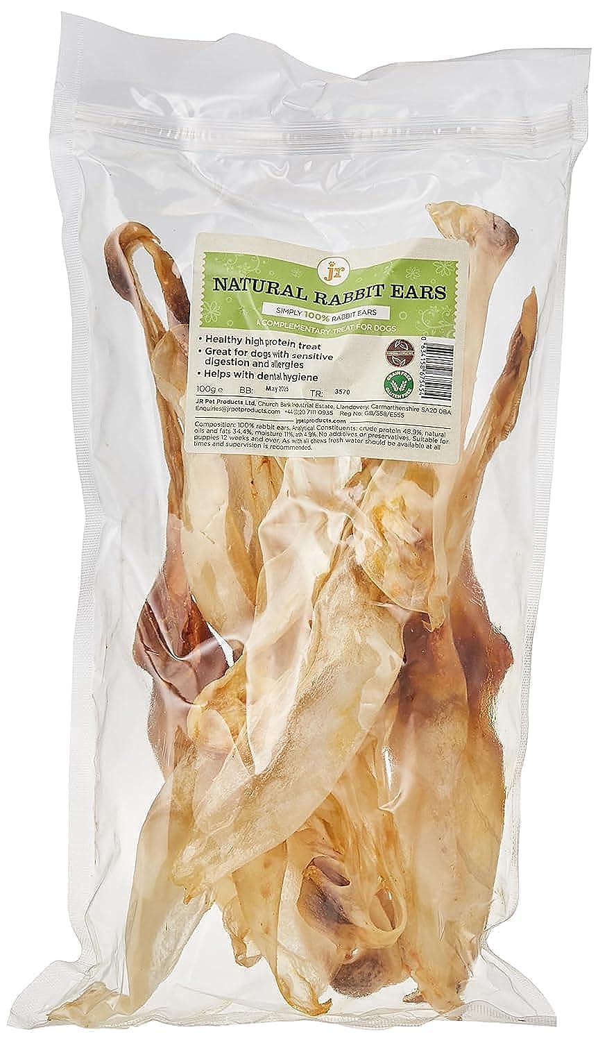 JR Pet Products 500g Natural Rabbit Ears