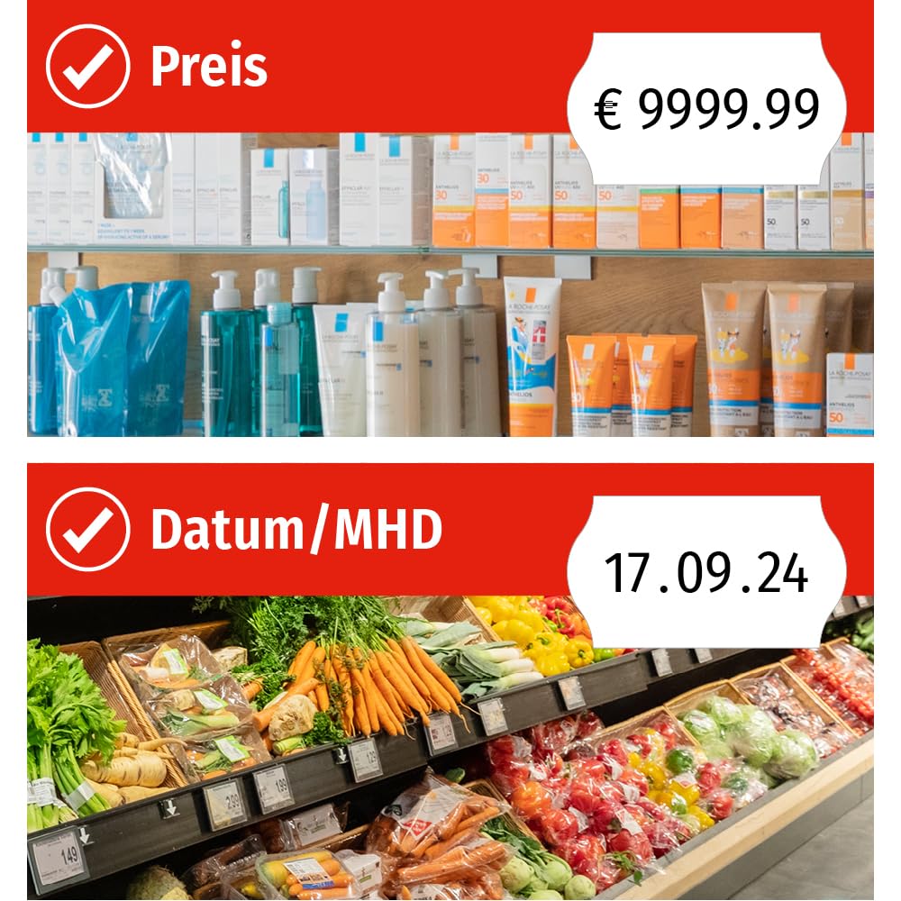 Meto Podstawowy zestaw broni cenowej S - cena, data, data przydatności do spożycia (pojedyncza linia, 8 cyfr dla etykiet 22 × 12 mm, 1 x pistolet datowniczy gotowy do użycia)