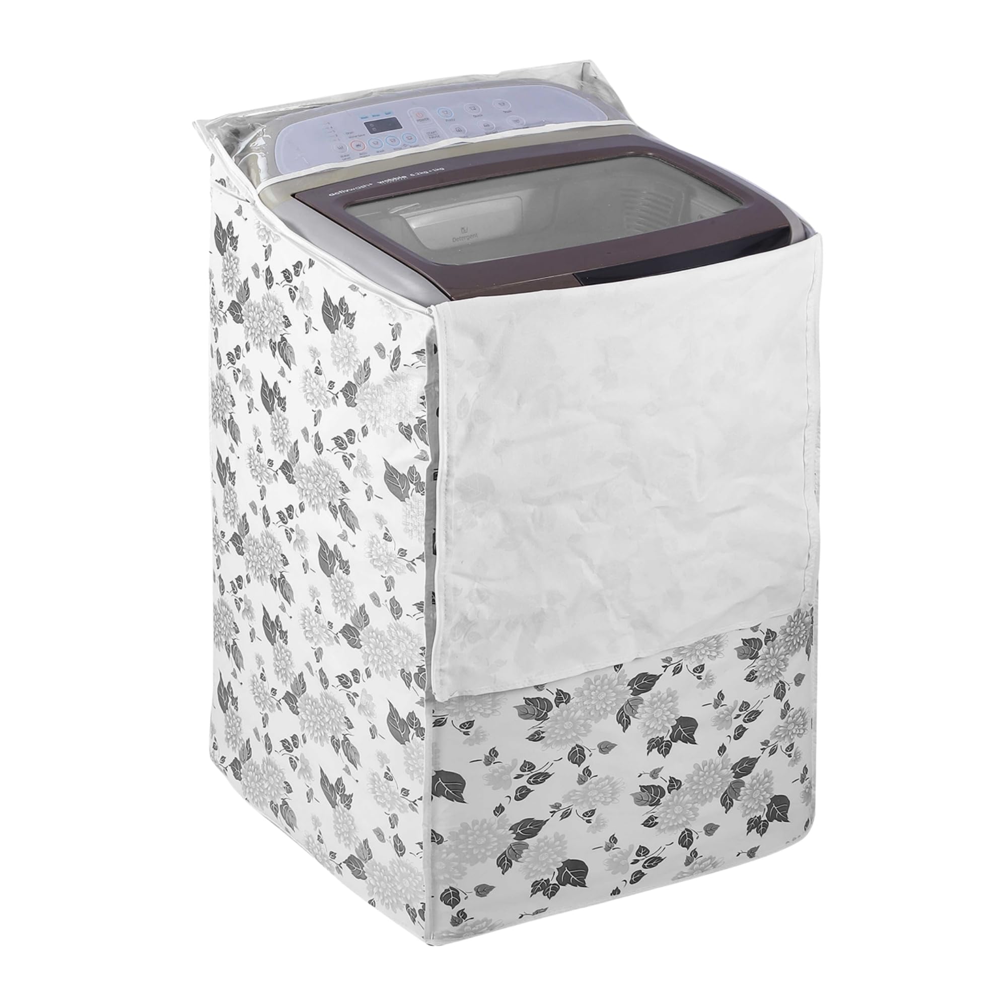 AMPEREUS® Plastic Top Load Washing Machine Cover 6 to 7.5 Kg (55Cm X 55Cm X 97Cm), Waterproof & Dustproof Fits For Samsung, Stylish & Sturdy Appliance Cover (White)