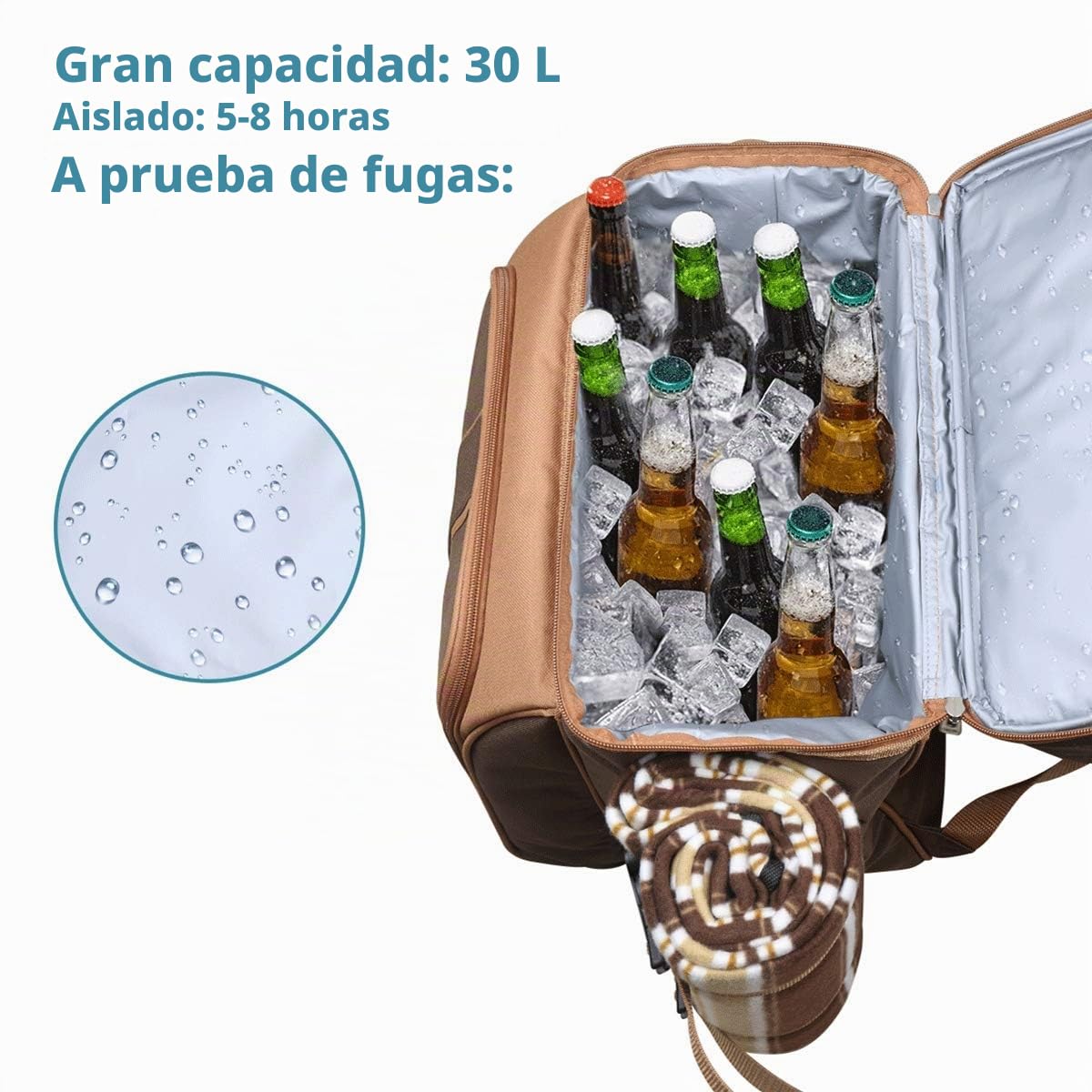 Hap Tim Mochila de Picnic para 2 Personas con Compartimento térmico Grande, Soporte para Vino, Manta de Forro Polar, Juego de Cubiertos, Playa, Concierto, Barbacoa, Regalos para Amantes