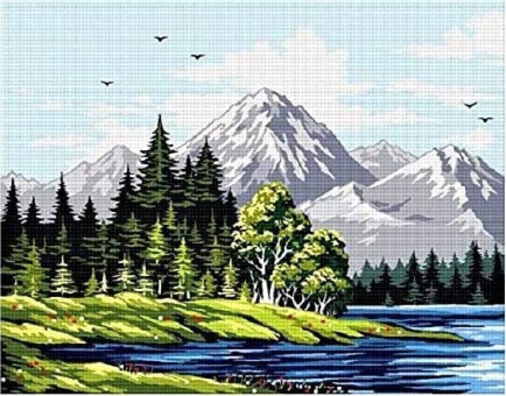 Kit de point de croix adulte paysage 50x40cm avec fils coton HD