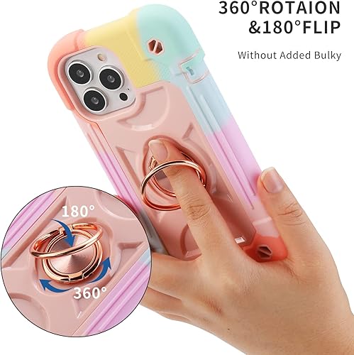 Miniatura 5 de MARKILL Funda compatible con iPhone 13 Pro de 6.1 pulgadas con soporte de anillo giratorio de 360 integrado, protección contra caídas de grado