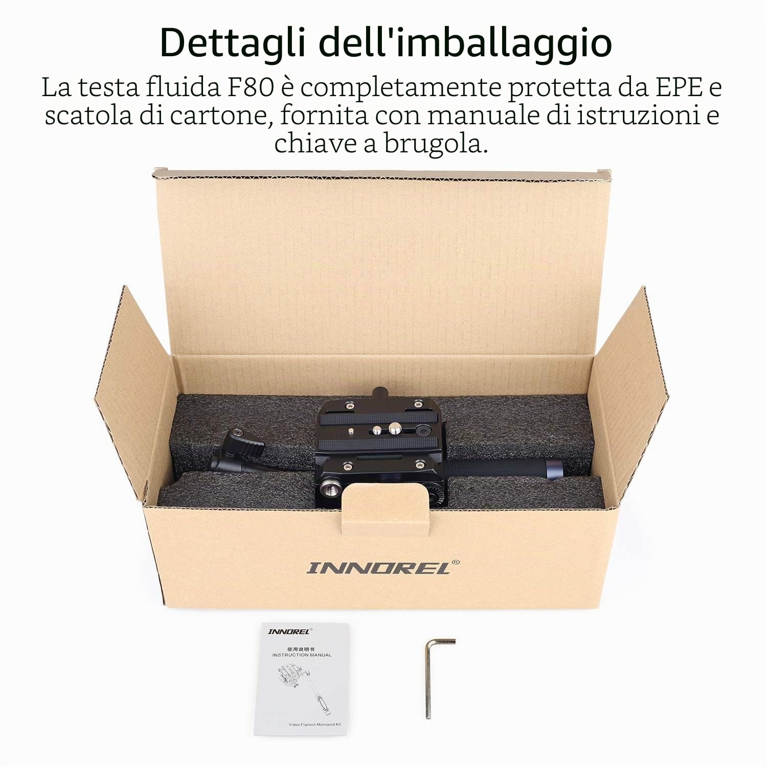 Cabezal de fluido para trípode de trabajo pesado INNOREL F80 Cámaras hidráulicas Video Fluid Head con tornillos de 1/4"&3/8" Placa deslizante Panorámica Carga máxima 24.5lb/12kg para videocámaras