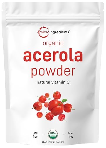 Pure Acerola Cherry Powder Orgánico Vitamina C orgánica natural para refuerzo del sistema inmunológico 8 onzas los mejores superalimentos para