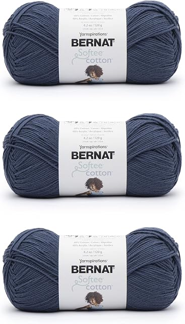 Bernat Softee Fils bleus de coton bord de mer - 3 Boîte de 120 g/4,25 oz - Nylon - 3 DK (Lumière) - 254 Jarrets - Tricot/Crochet
