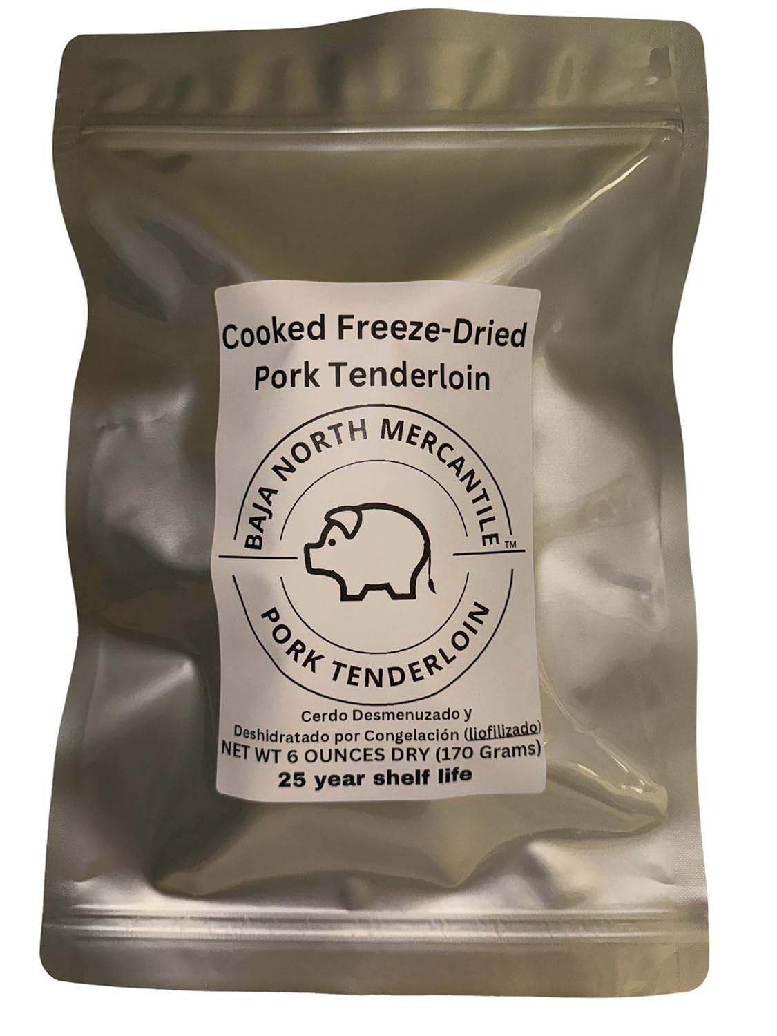 Cooked Freeze-Dried Pulled Pork Tenderloin | 6oz makes 1.8 lbs Rehydrated | Designed for Backpackers, Campers, Survivalist, Hunters and Emergency Preparedness | Made in USA to Include Food Certified Packaging