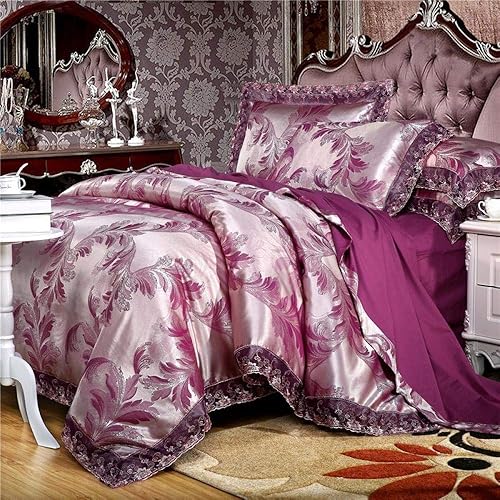 Miniatura 9 de Juego de edredón doble, funda de edredón de algodón 2020, seda modal jacquard, traje de cuatro piezas, gris plateado, tamaño Queen