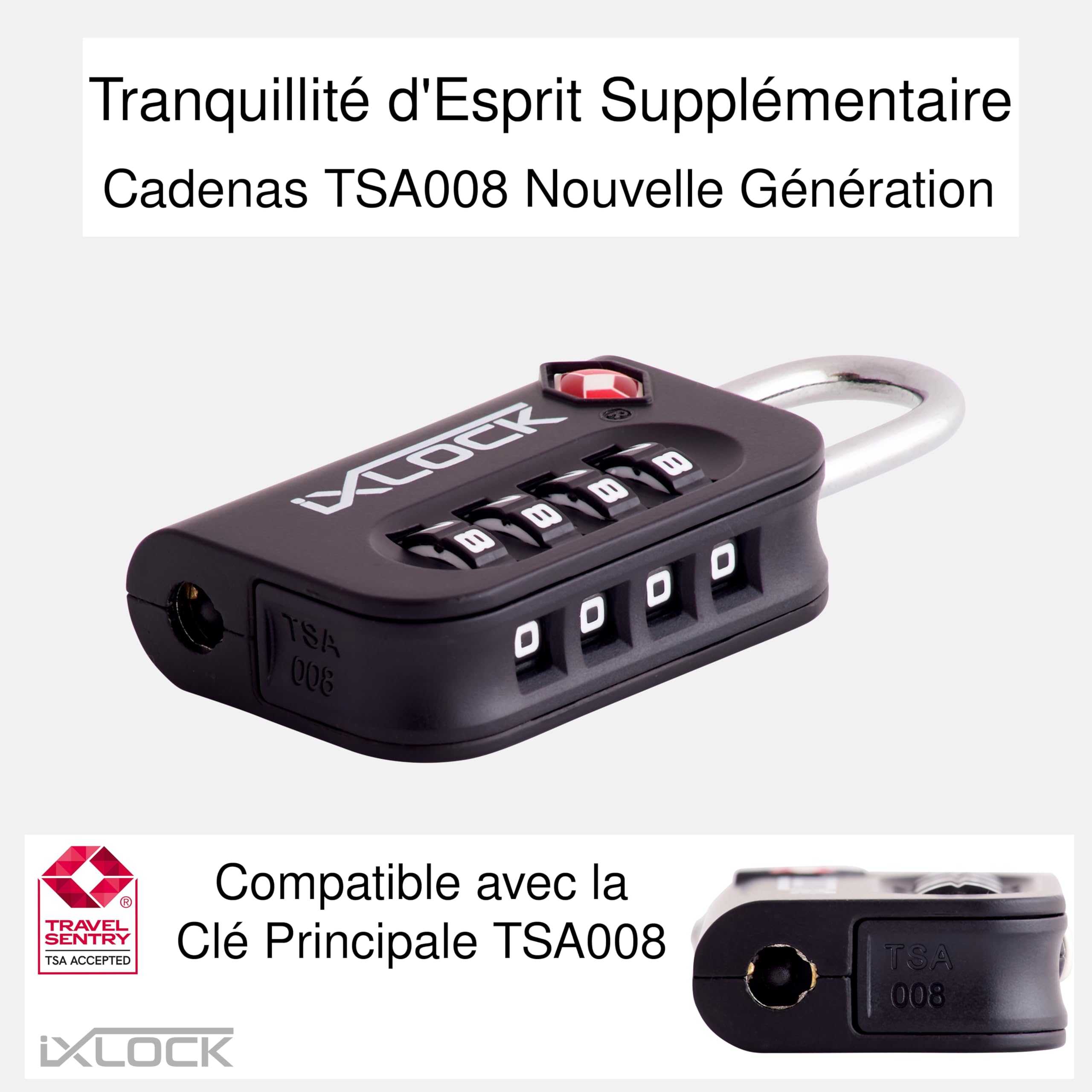 Cadenas TSA à Code 4 Chiffres Pour Valise - Approuvé Sécurité Voyage Et Bagages (Noir)
