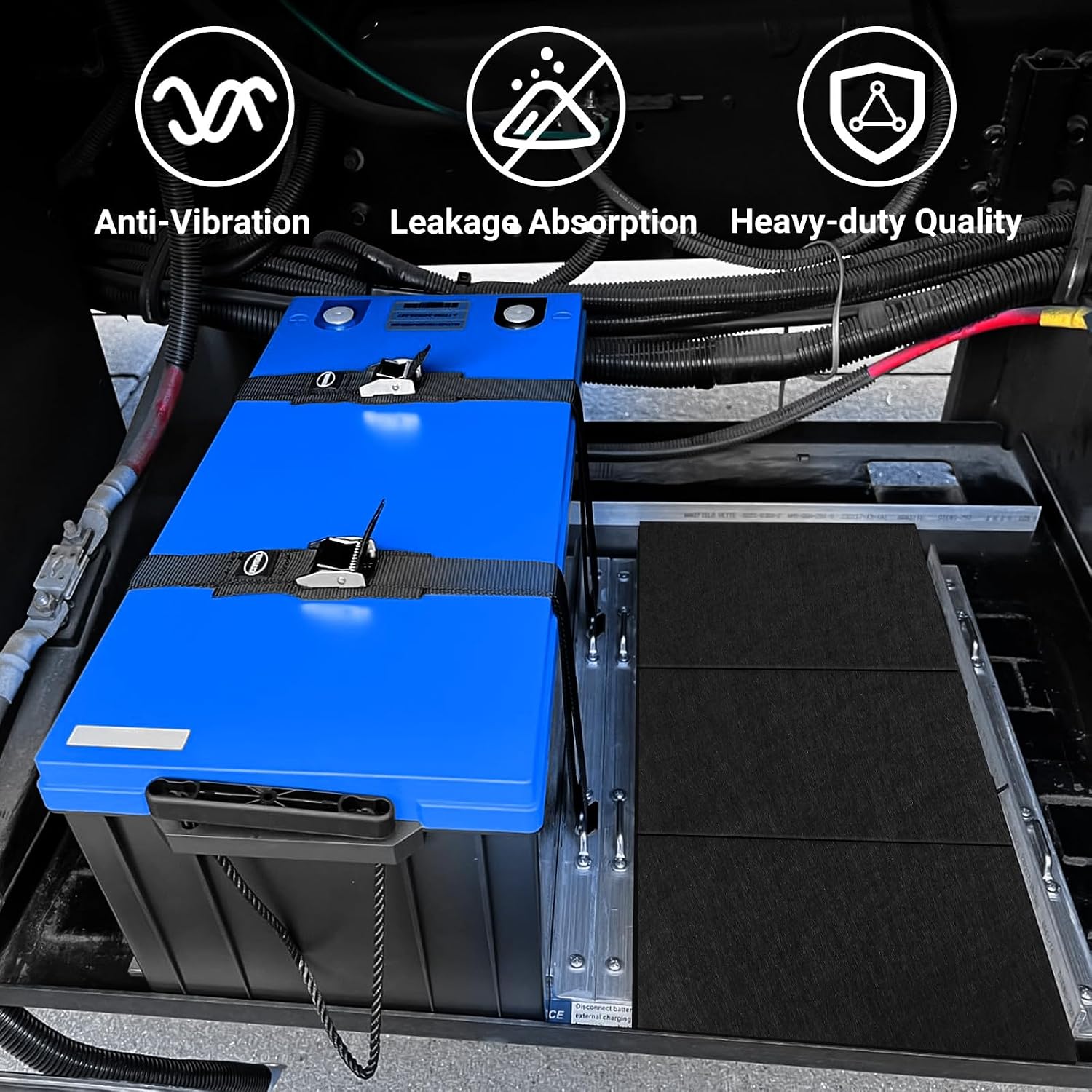 3 Pcs Battery Protector Mat, 8 X 12 Inches Battery Acid Absorber Mat, Anti Shock and Corrosion Mat for Battery, Anti Vibration Pads for Rvs, Cars, Boats and Trucks (3)