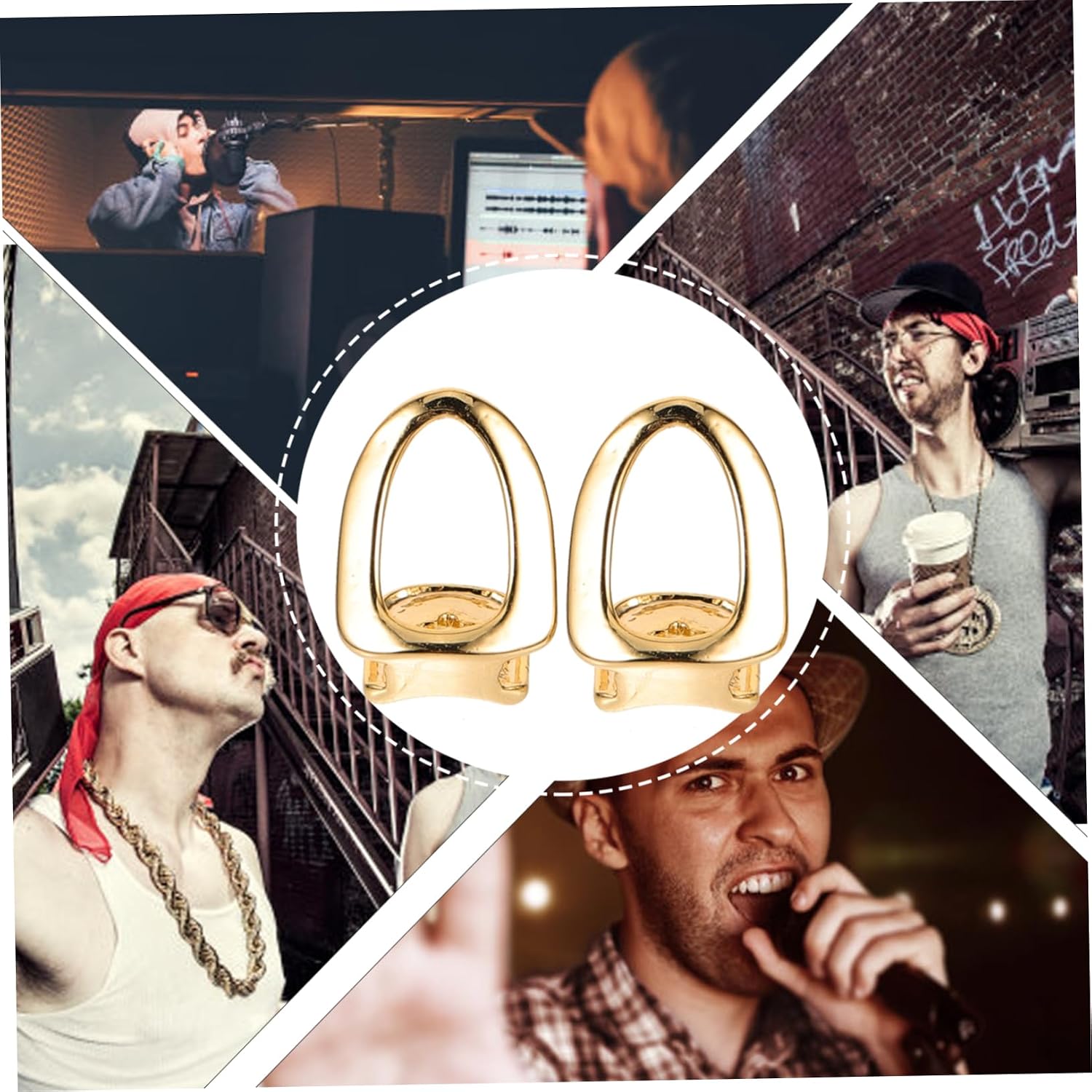 Luxury Cap Gold Teeth Grill Cosplay Grill Teeth Shiny Mouth Grill for Hip Hop Lovers Party Accessories