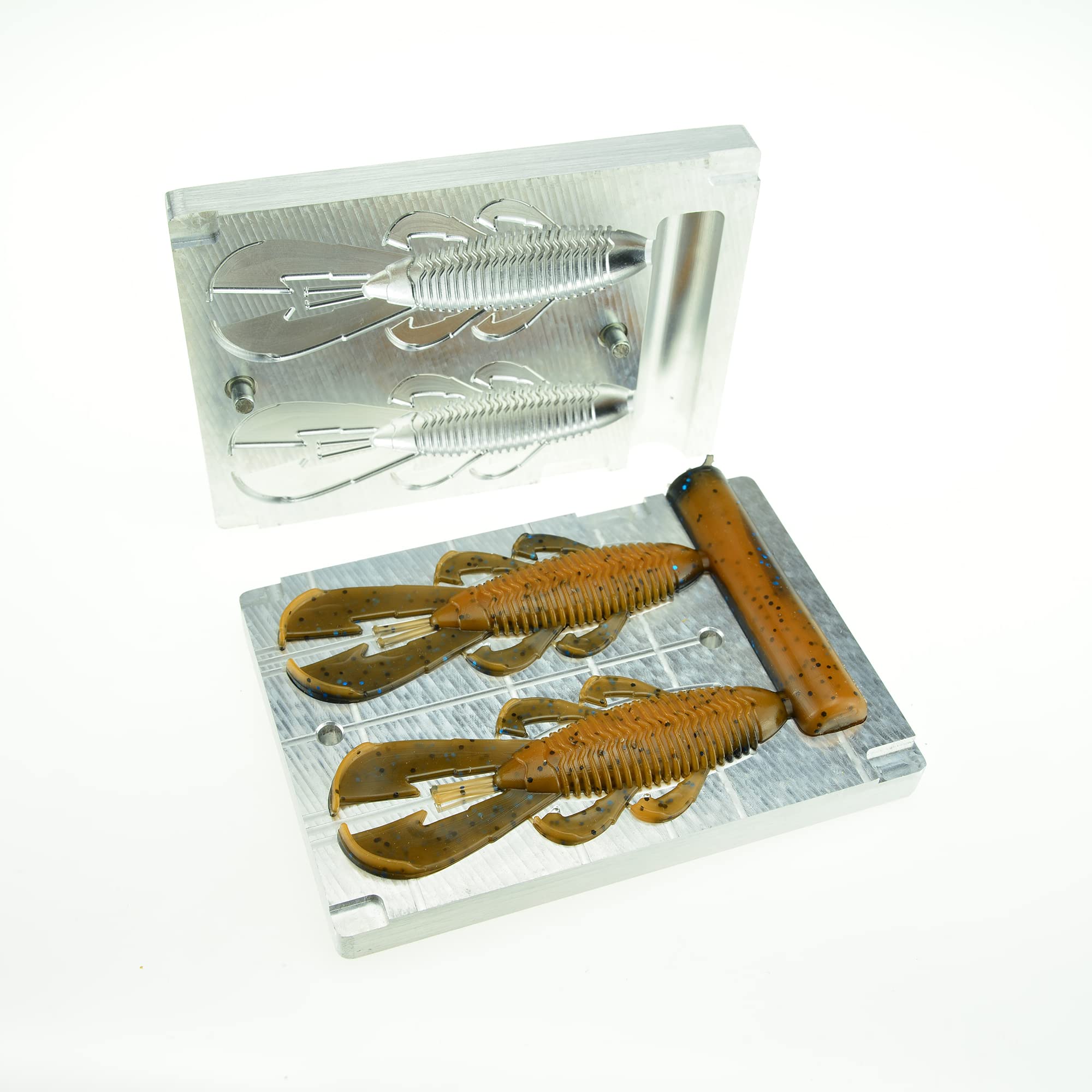 Molde de plástico suave para hacer señuelos de inyección, señuelos de pesca, dos cavidades Bandito Bug 4 pulgadas (aluminio)
