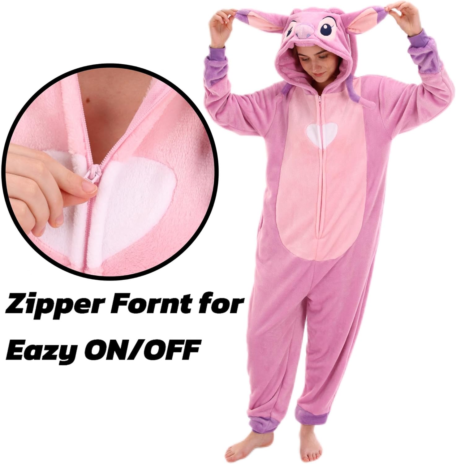 COSUSKET Snug Fit Unisex Adult Onesie Pajamas, Flannel Cosplay Animal One Piece Halloween Costume Sleepwear Homewear - Image 4