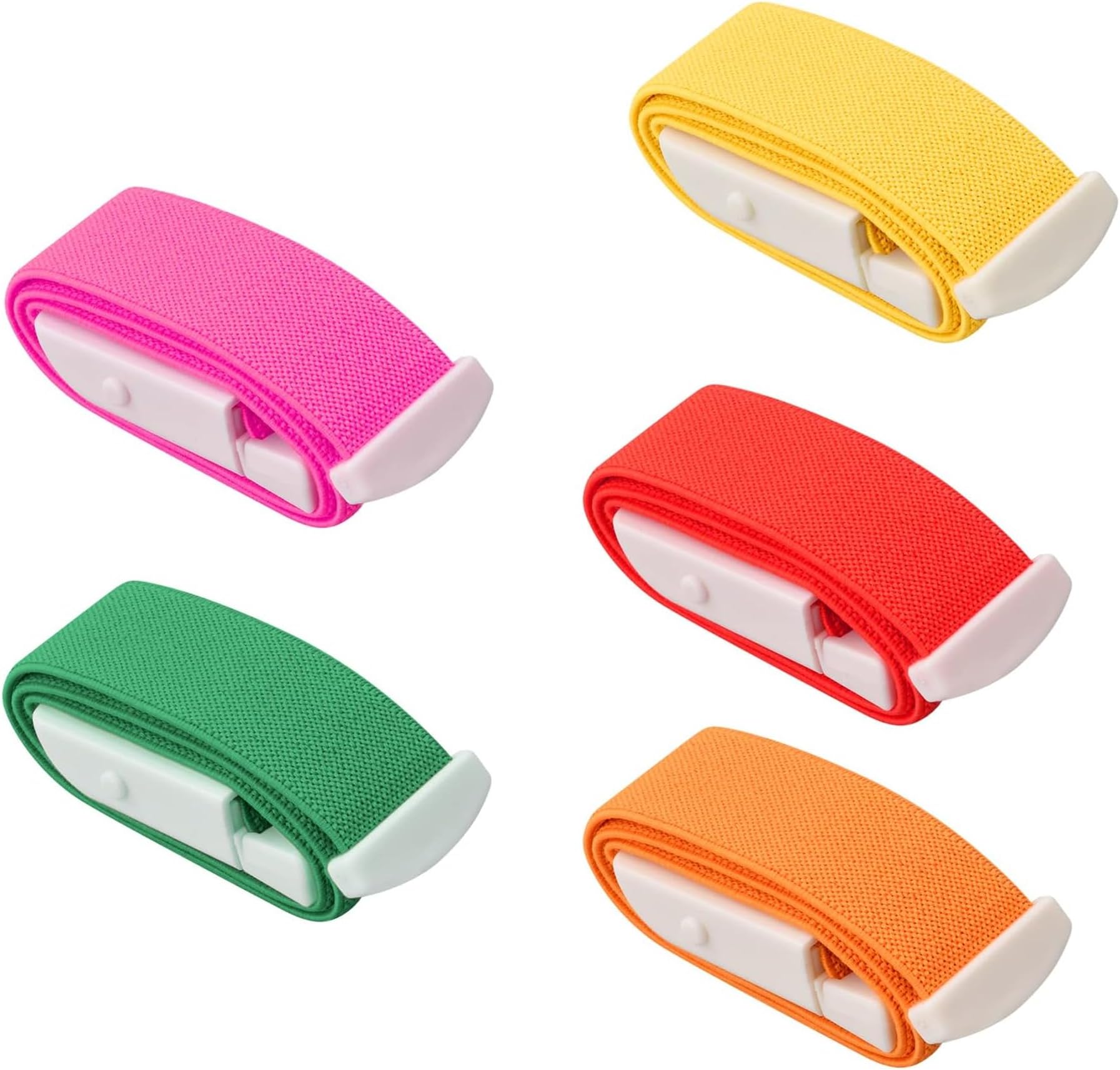 5 Pcs Tourniquet With Buckle Tourniquets For Nurses Adjustable Tourniquet Quick To Release Tourniquet First Aid Blood Stop Belt Intravenous Release Outdoor Emergency Care(Red/Orange/Yellow/Green/Rose)