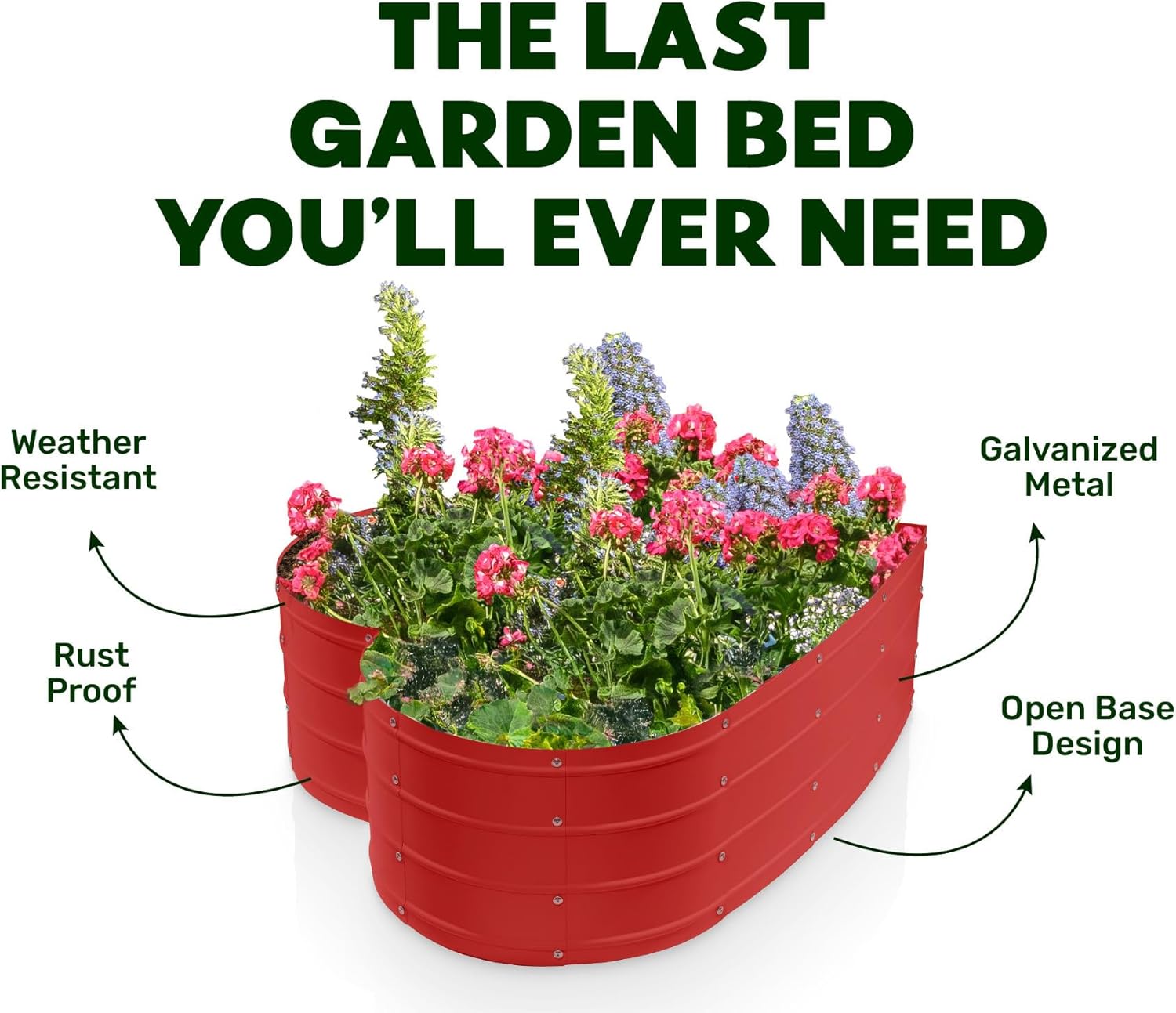 Plant & Plot Galvanized Raised Garden Beds Outdoor // Planter Raised Beds for Gardening, Vegetables, Flowers // Large Metal Garden Box (Red) // Tool-Free Assembly