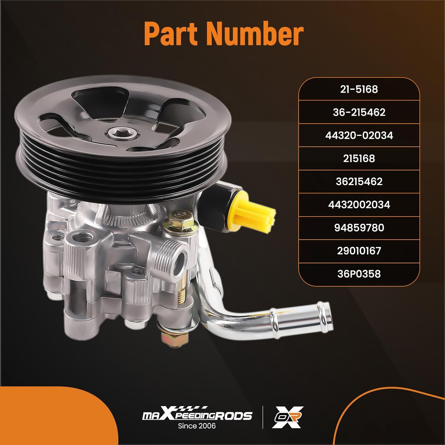 maXpeedingrods 21-5168 Power Steering Pump w/Pulley for Chevrolet Prizm, for Toyota Corolla, L4 1.8L 1998-2002, Replace# 44320-02034 215168 4432002034 94859780
