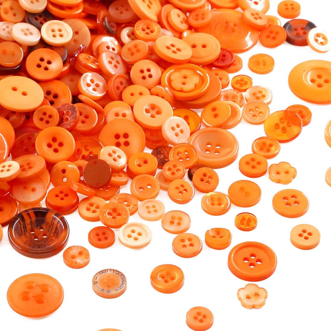 Swpeet 1000Pcs Christmas Craft Buttons, 2 & 4 Hole Orange Round Resin Sewing Buttons - Perfect for Christmas Sewing & DIY Decorations