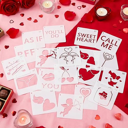 Miniatura 75 de 66 plantillas pequeñas para manualidades, plantillas reutilizables de 3 pulgadas para pintar sobre madera, plantillas de pintura para pared