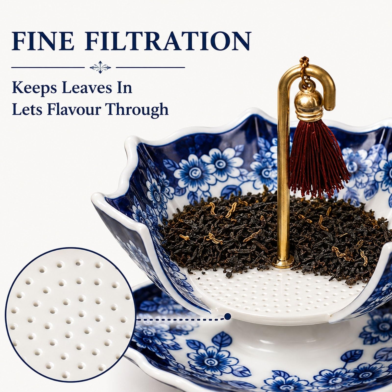 Pack de 2 Coladores de Té Paraguas, Infusor de Té de Cerámica Porcelana