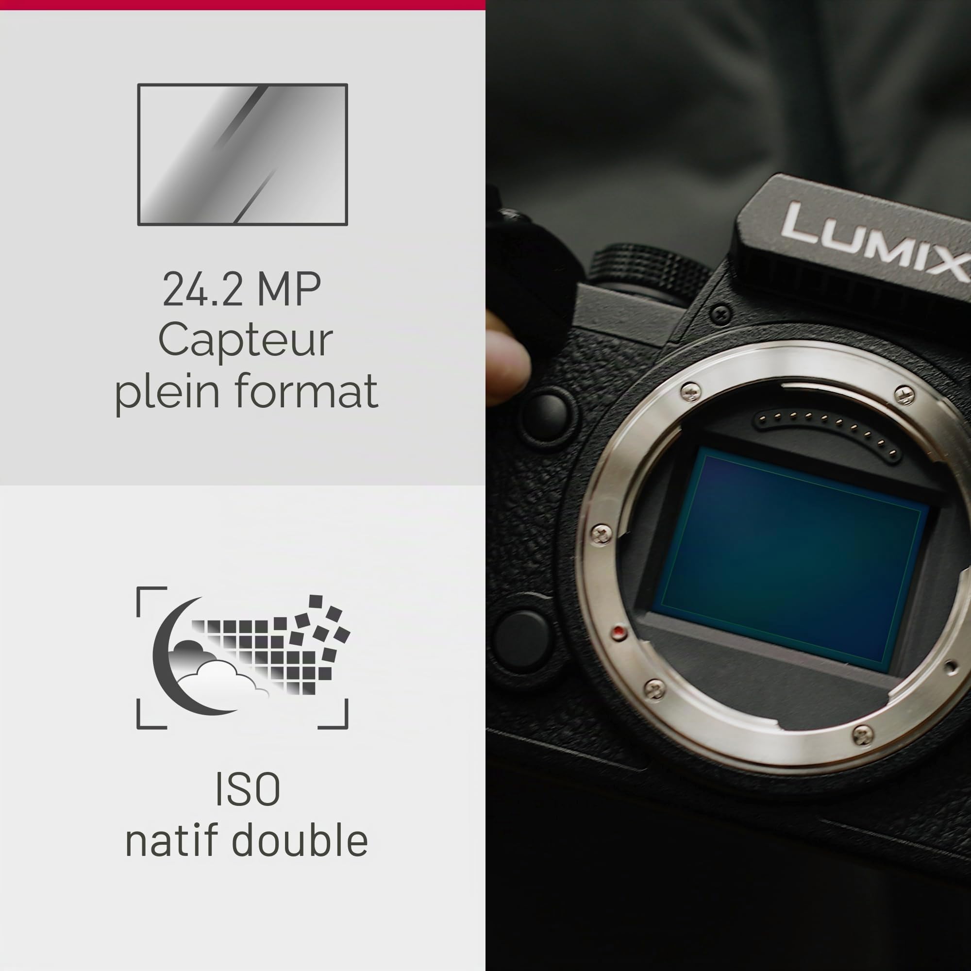 Panasonic Lumix S5M2 - Appareil Photo Hybride Plein Format + Objectif Lumix S 20-60mm F3.5-5.6 (24MP, AF Phase, Double Stab, Vidéo 6K 10bit illimité, Rafale 30ips, Tropicalisé) – Version Française