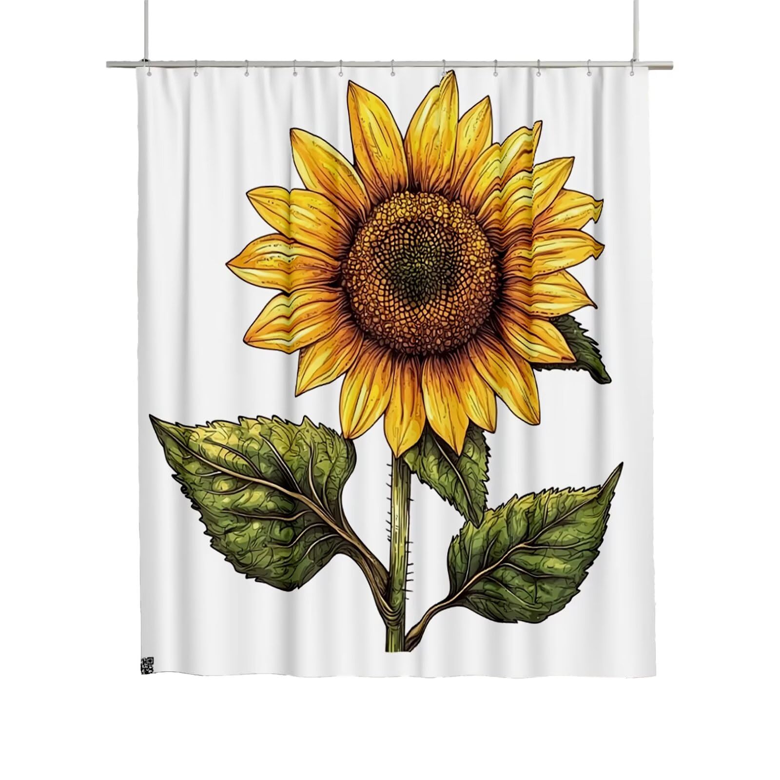 Rideau de douche 180x180 blanc tournesol en polyester imperméable