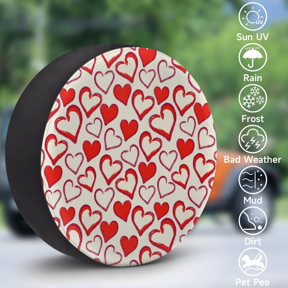 Love Painting Tire Covers Portable Spare Tire Cover Soft Durable Waterproof Dustproof Set of 4 Bags 15 Inches for Car Truck SUV Trailer Camper