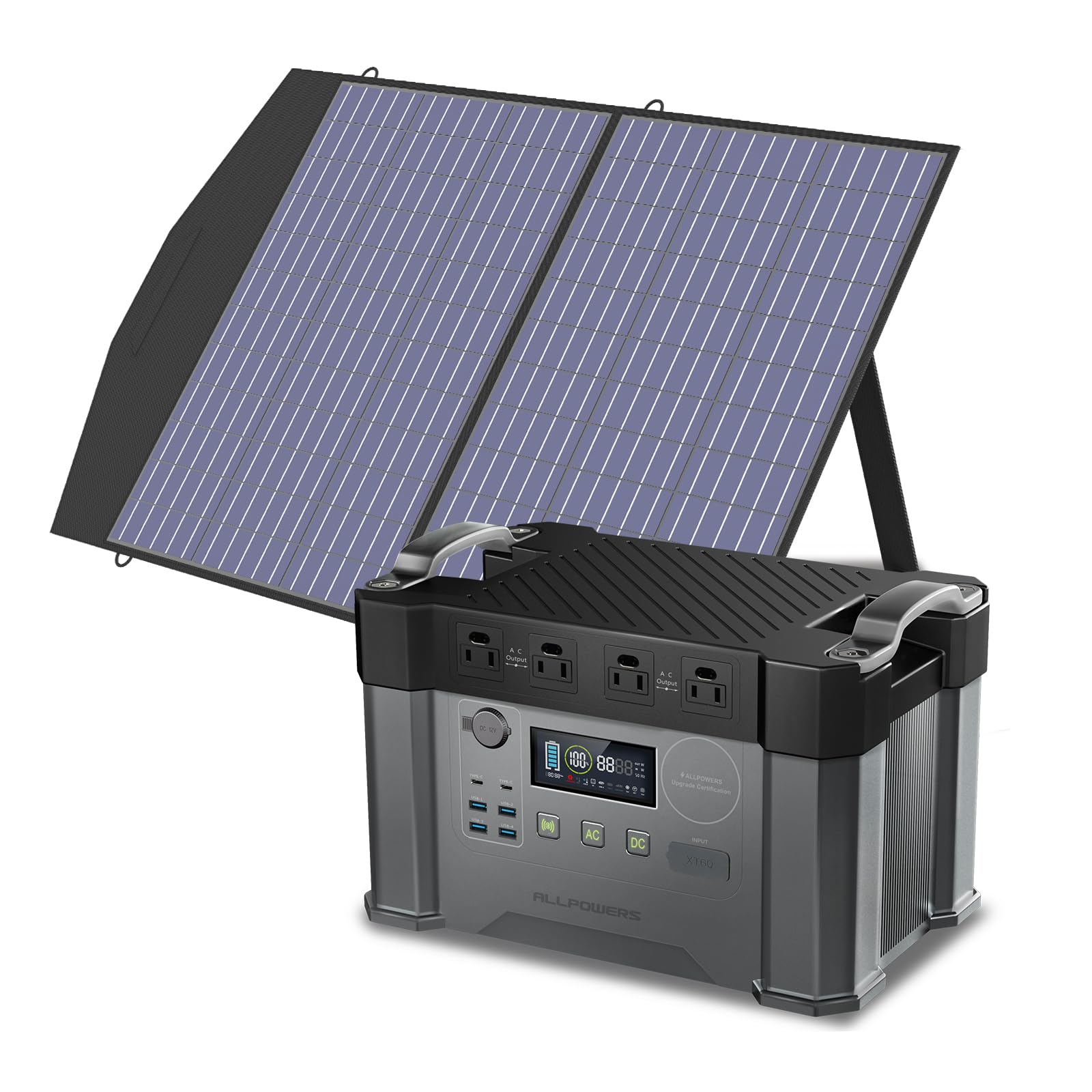 ALLPOWERS S2000 Pro Solar Generator with SP027 Panel Included 2400W MPPT Portable Power Station with Foldable Solar Panel