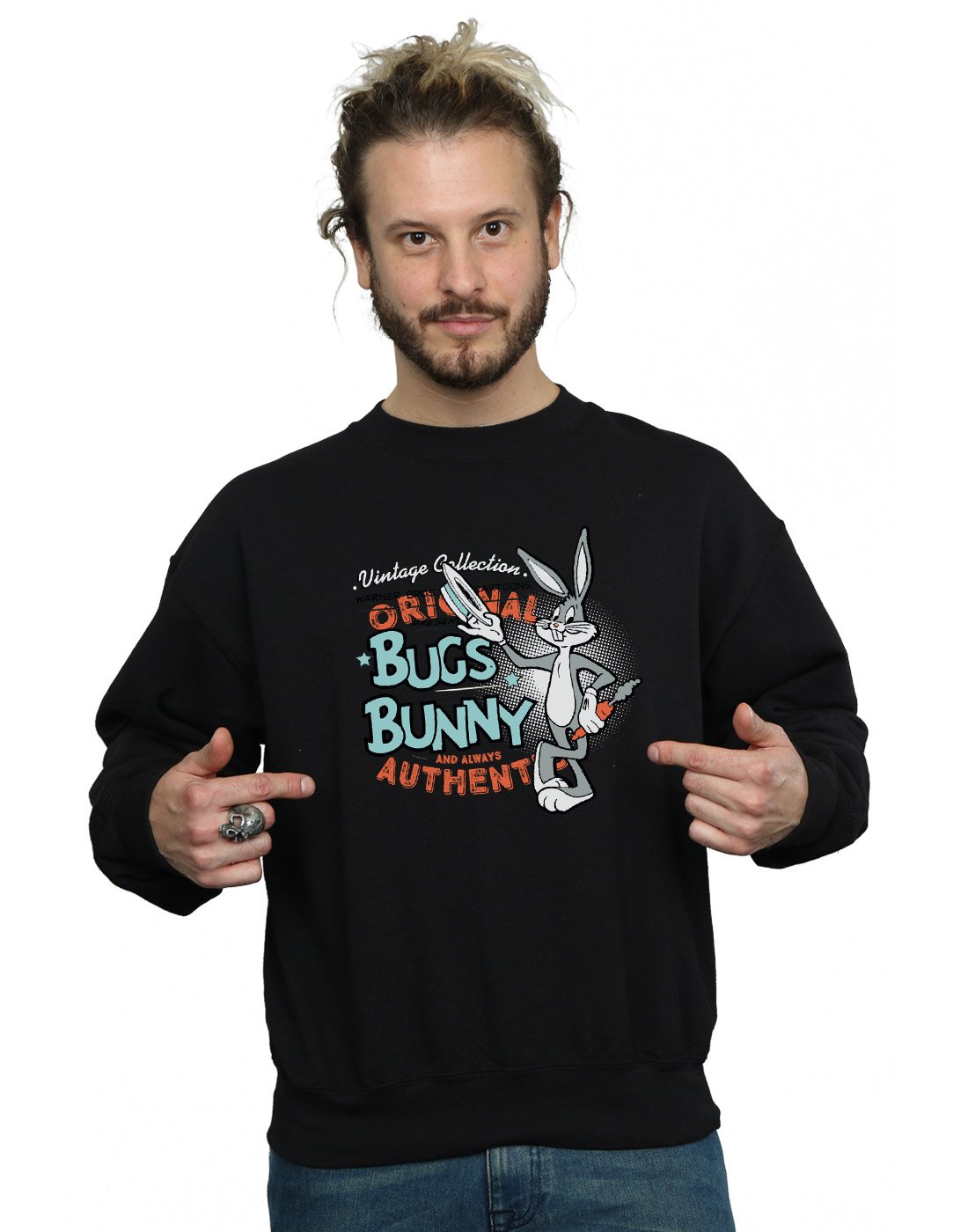 Looney Tunes Men's Vintage Bugs Bunny Sweatshirt XXX-Large Black