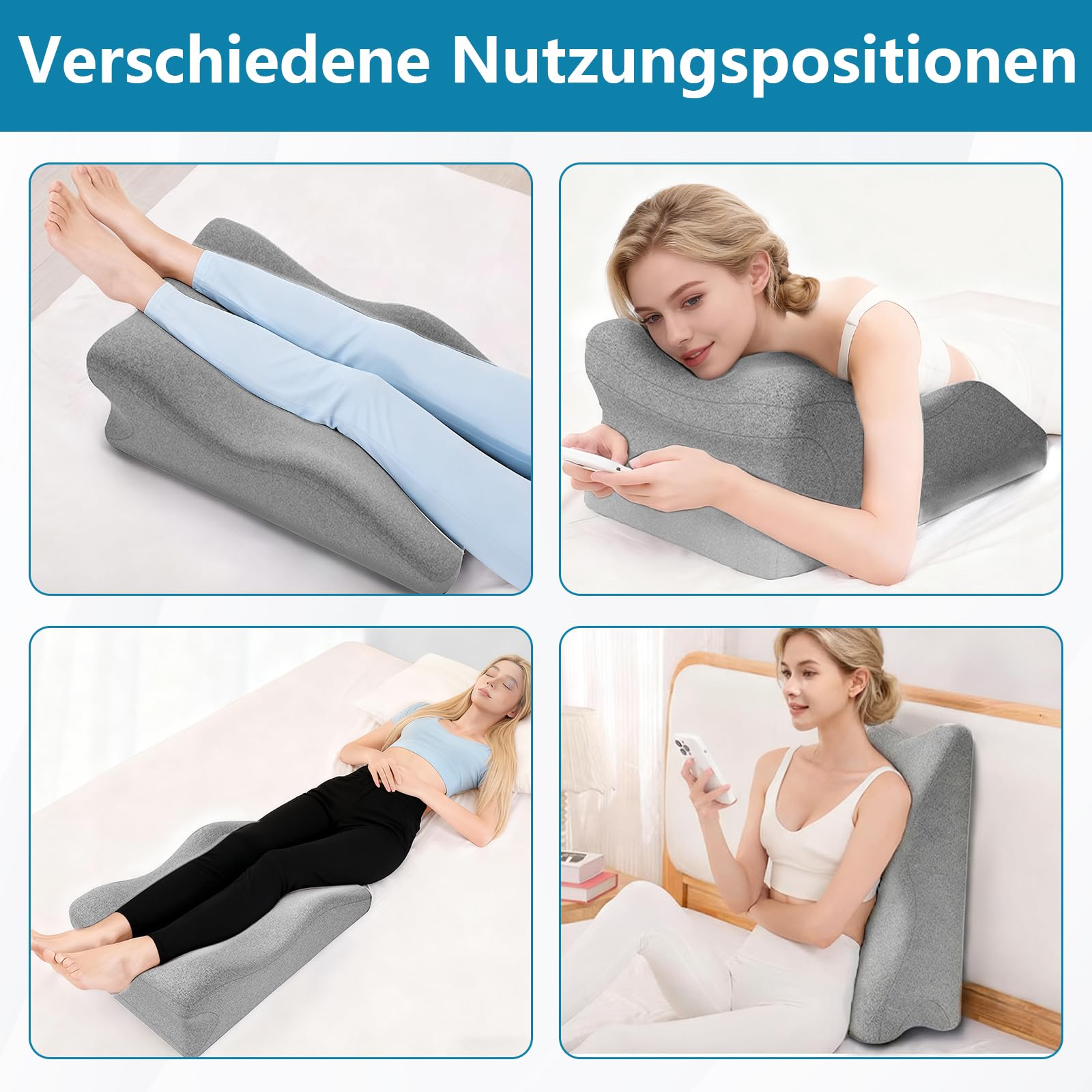 Venenkissen Beinhochlagerungskissen, Memory Foam Keilkissen, Ergonomische Beinkissen, OrthopäDisches Keilkissen für Betten, Sofas, Sitzen, Schlafen, Lesen und Entspannen