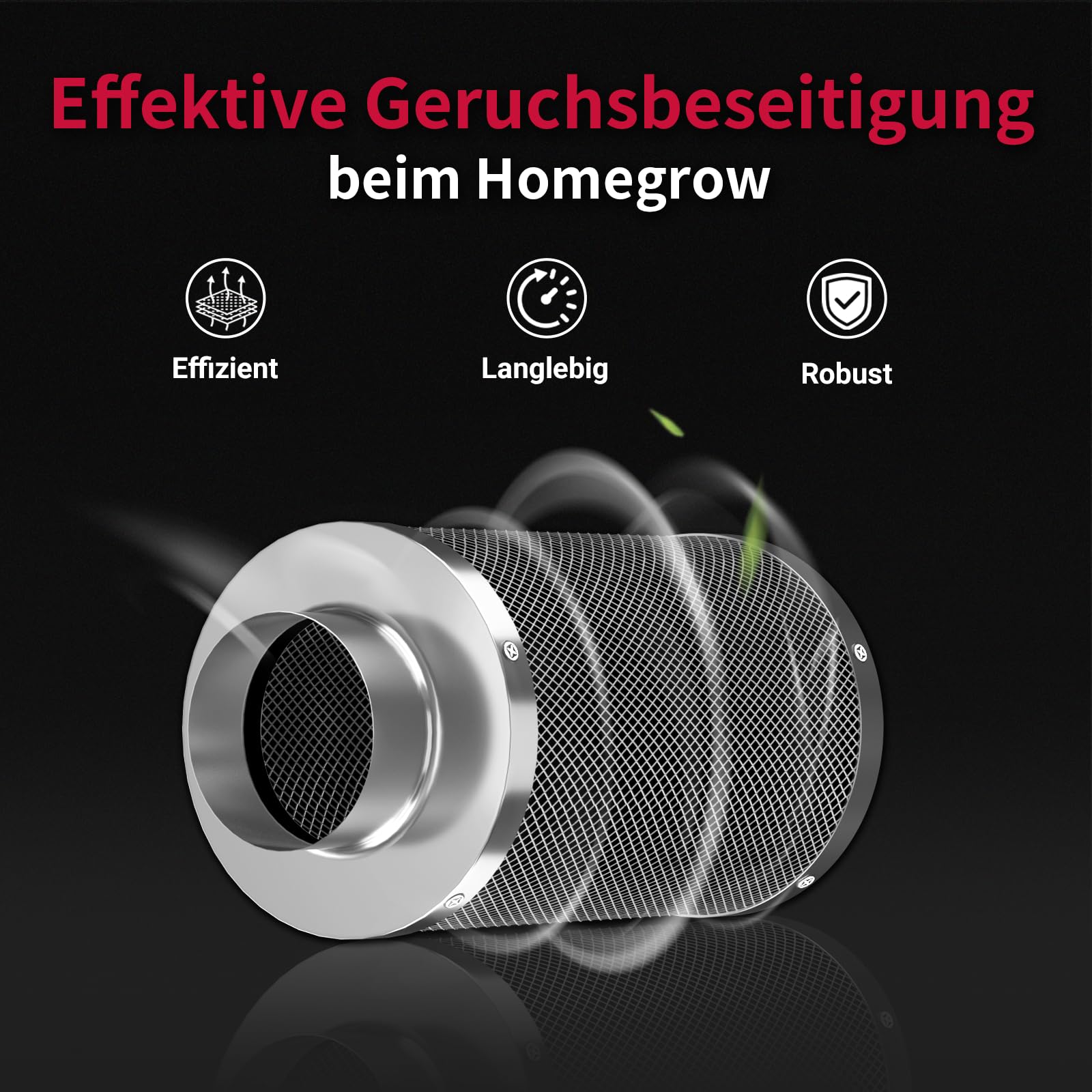 Aktivkohlefilter 100mm×100mm Mit Hochwertiger Aktivkohle Geruchsneutralisation, Luftreiniger für Rohrventilator 100mm, Growzelt, Hydrokulturen
