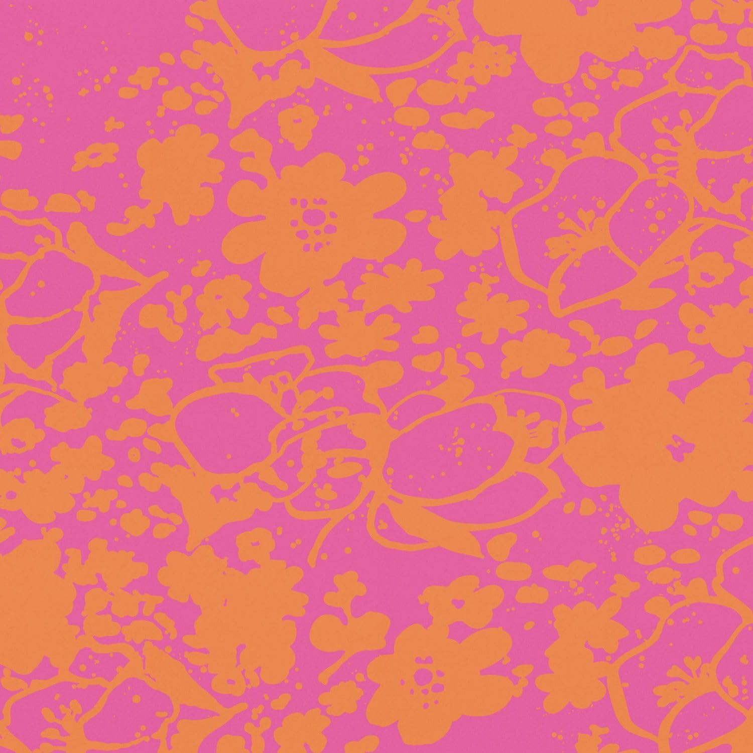 Papier peint panoramique fleurs rose et orange pour illuminer un salon moderne