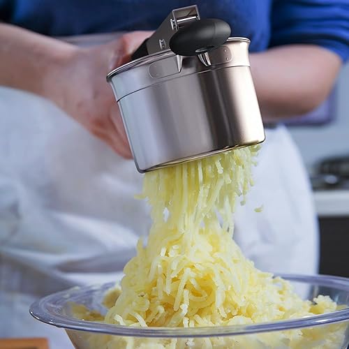 Miniatura 4 de Potato Ricer de acero inoxidable con 3 discos de finura intercambiables, herramienta de cocina Ricer para puré de papas, triturador de arroz de
