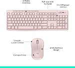 Logitech MK270 Ensemble Clavier et Souris Sans Fil pour Windows, Sans Fil 2.4 GHz, Souris Compacte, 8 Touches Multimédia et Raccourcis, Autonomie de 2 Ans, pour PC, Portable - Rose