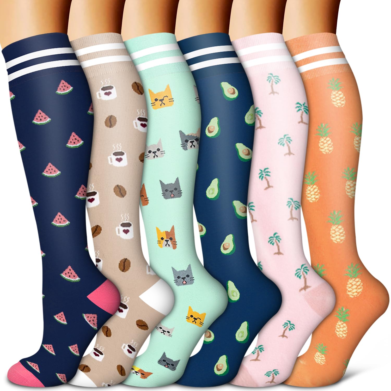 Copper Compression Socks for Women &amp; Men (6 pairs) - Best Support for Nurses, Running, Hiking, Recovery