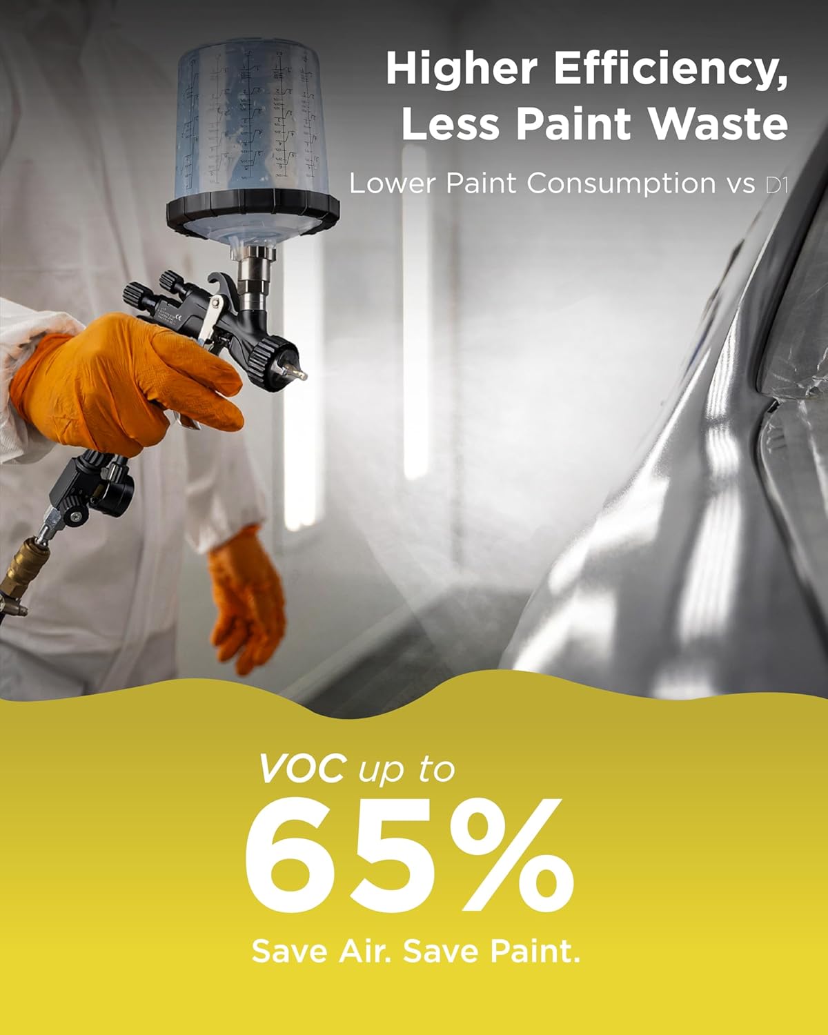 InoKraft Drizzle Pro LVLP Spray Gun, Precise Low-Overspray Performance with Ultra-Light 340g Design. Includes 1.3B/1.3C Nozzles and Accessories, Ideal for Automotive and Industrial Coatings