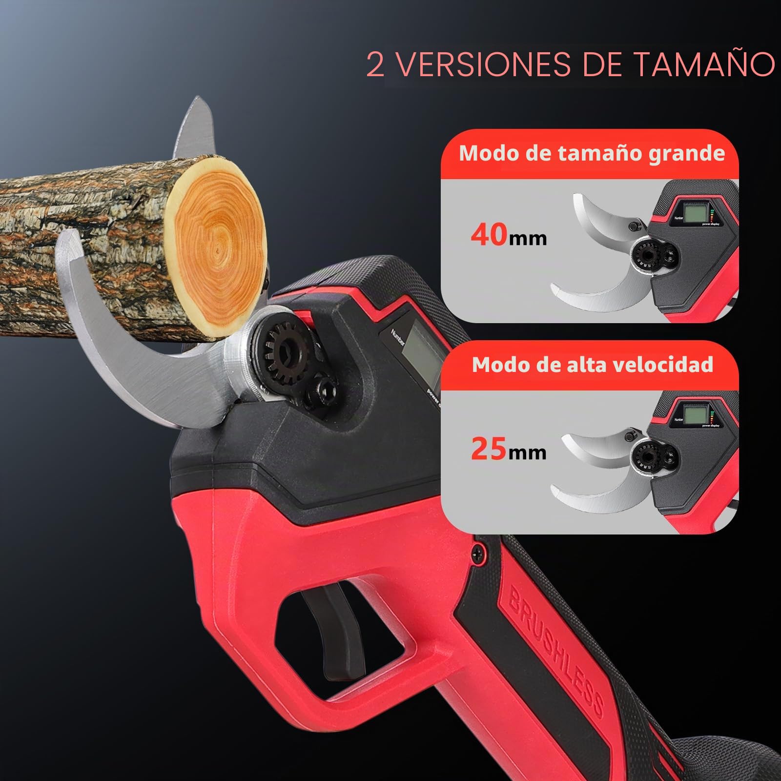 Tijeras de Podar Eléctricas SK7 de Alta: Tijeras de Podar Bateria con apertura ajustable de 40mm a 25mm, 2 baterías de 2000mAh 21V, Tijeras de podar bateria para Olivos Viñedos Jardines