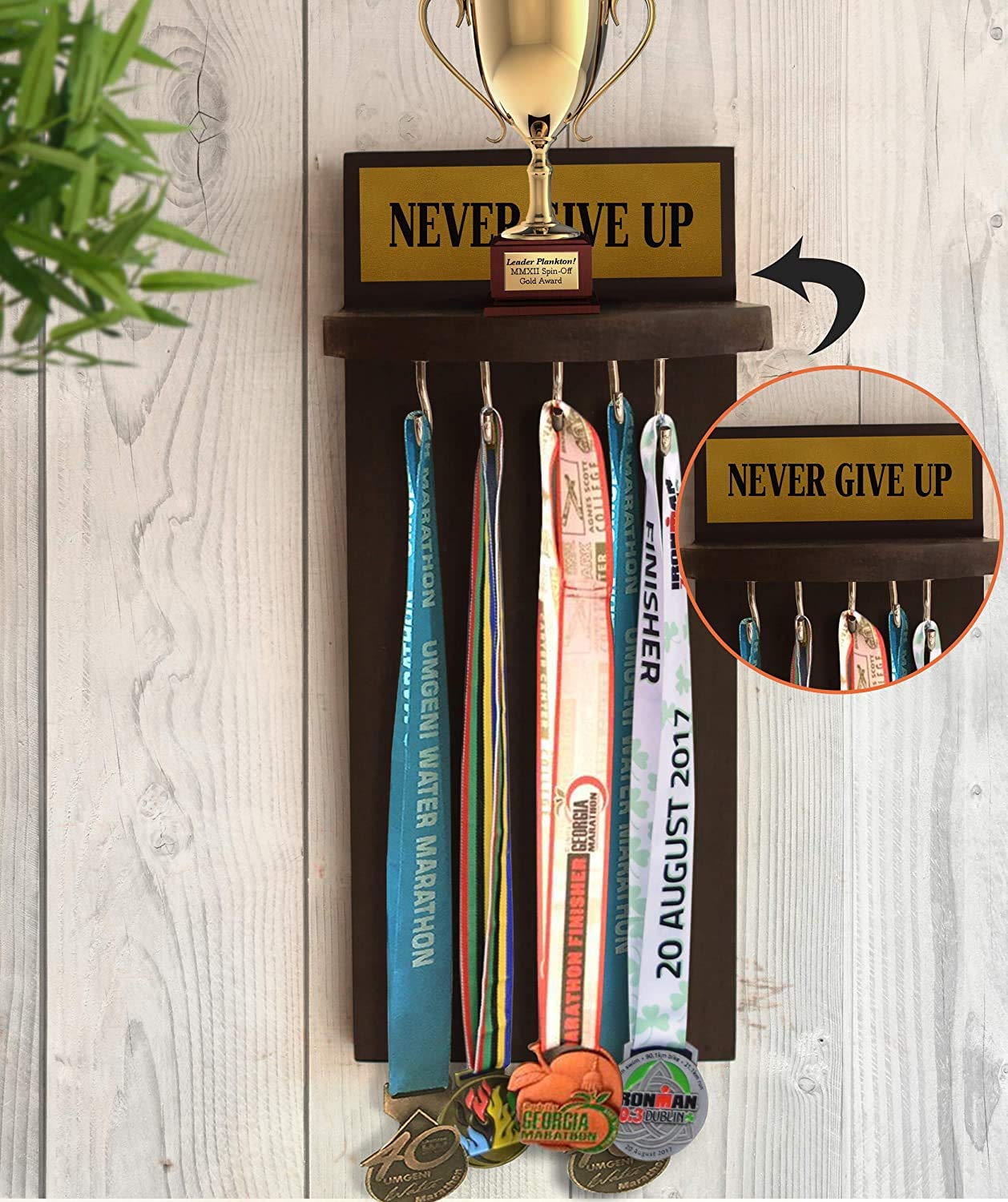 TIED RIBBONS Wood Medal And Trophy Hanger Shelf For Home Wall Decoration(Brown), 30 Centimeters (B07R97RM61) Amazon Price History, Amazon Price Tracker