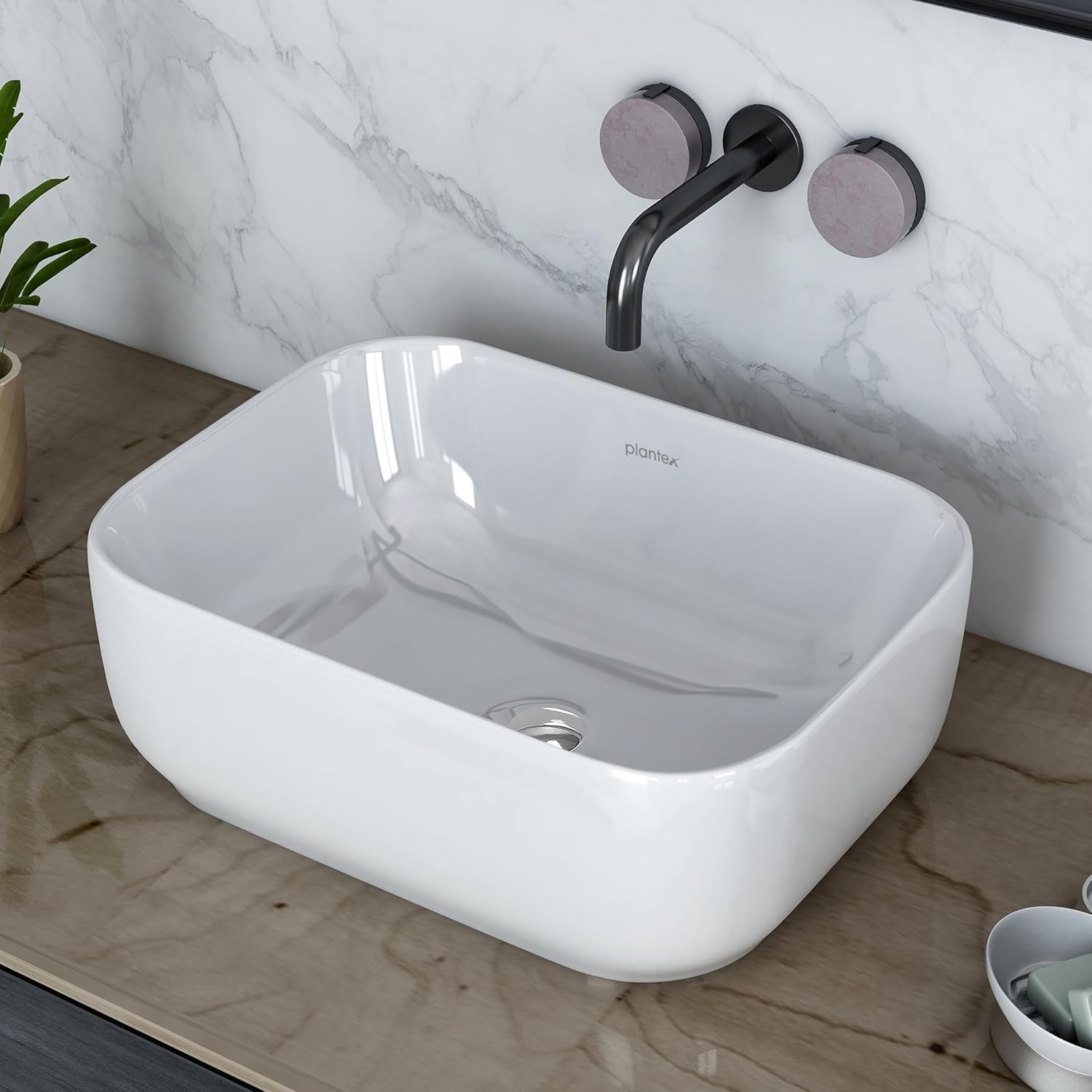 Plantex Ceramic Wash Basin for Bathroom/Table Top Wash Basin/Wash Basin ...
