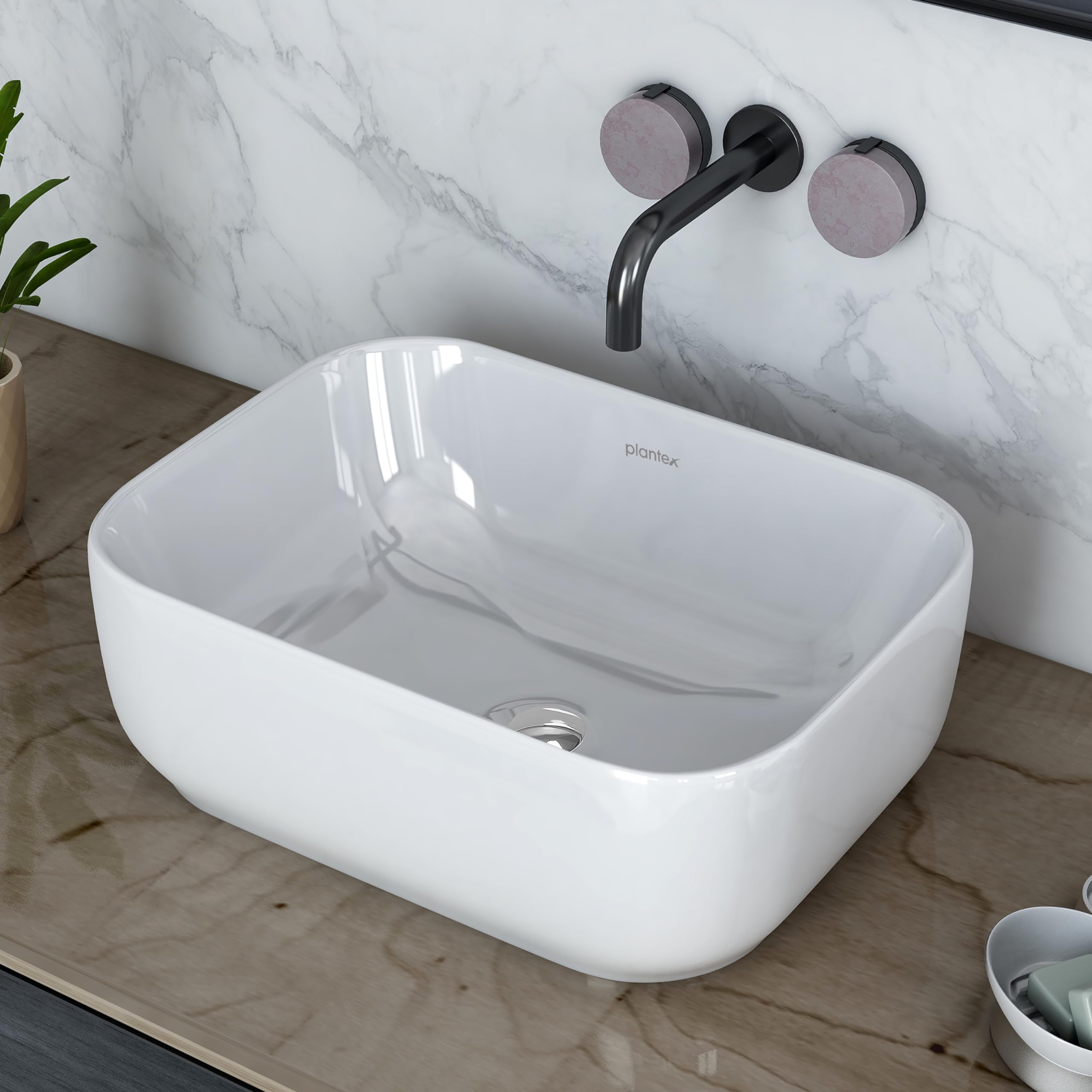 Plantex Ceramic Wash Basin for Bathroom/Table Top Washbasin/Wash Basin/Basin for Restaurant/Hotel (Glossy White - 16 x 12 x 5.5 inch) (B0D1V6CRQ6) Amazon Price History, Amazon Price Tracker